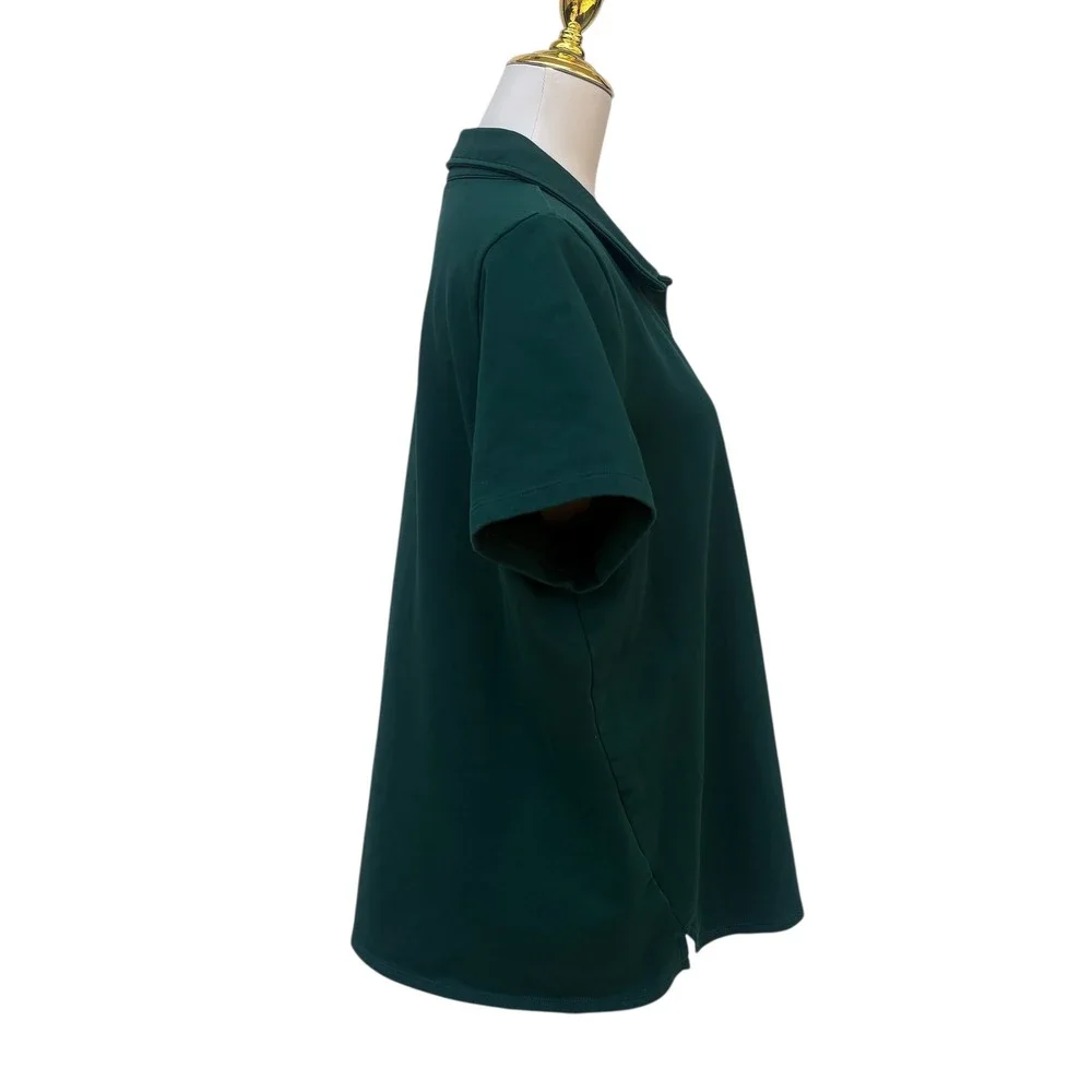 Universal Standard Varsity French Terry‎ Polo Top XS 10/12 Green Split Neck - Picture 5 of 9